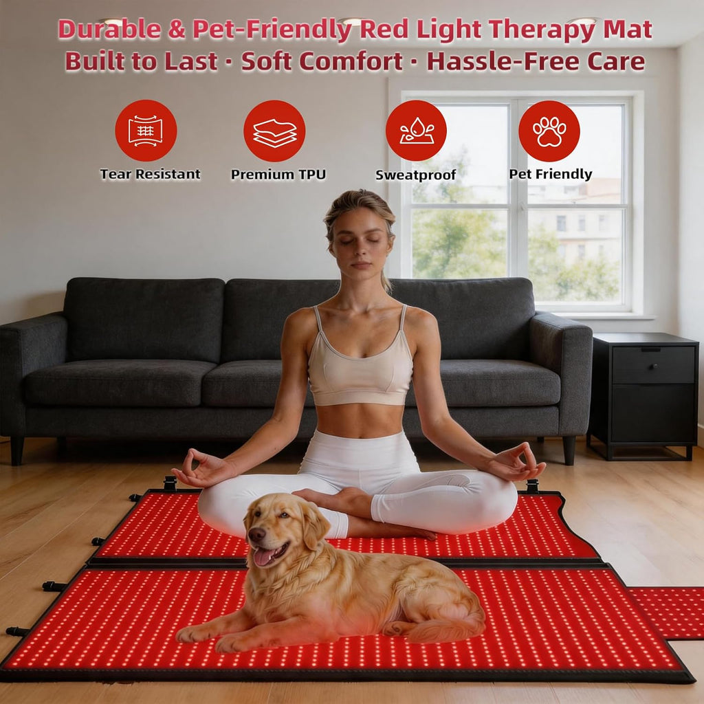 Red Light Therapy Mat Full Body 74.8"x33.6", Infrared Red Light Therapy Blanket with 2630 LEDs, 660nm & 850nm Dual Wavelength, Pulse Modes, Timer & Intensity Control