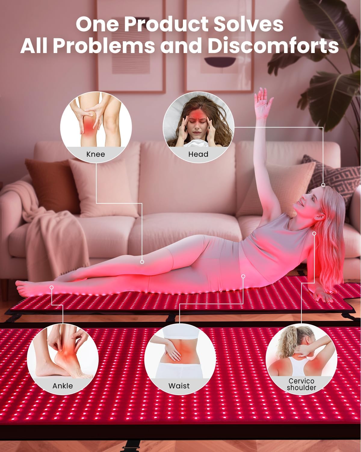 Red Light Therapy Mat Full Body 74.8"x33.6", Infrared Red Light Therapy Blanket with 2630 LEDs, 660nm & 850nm Dual Wavelength, Pulse Modes, Timer & Intensity Control