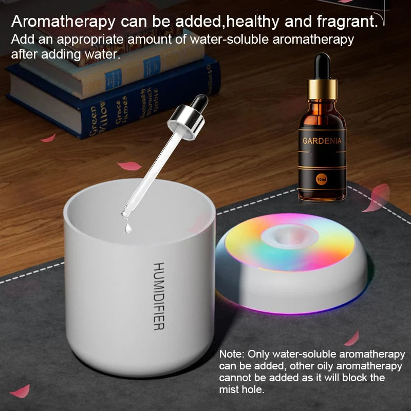 HOMEFISH Mini Air Humidifier Usb Aroma Diffuser Essential Oil Purifier Cool Mist Sprayer  Home BedroomLED Desktop humidificador