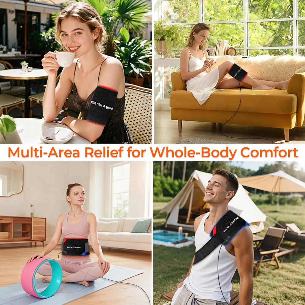 90 LED Red Light Therapy Pad 660nm 850nm Infrared Wrap with Timer 3 Levels Adjustable for Back Shoulder Waist Pain Relief Device