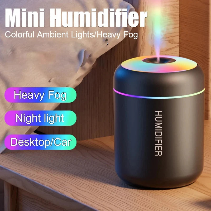 HOMEFISH Mini Air Humidifier Usb Aroma Diffuser Essential Oil Purifier Cool Mist Sprayer  Home BedroomLED Desktop humidificador