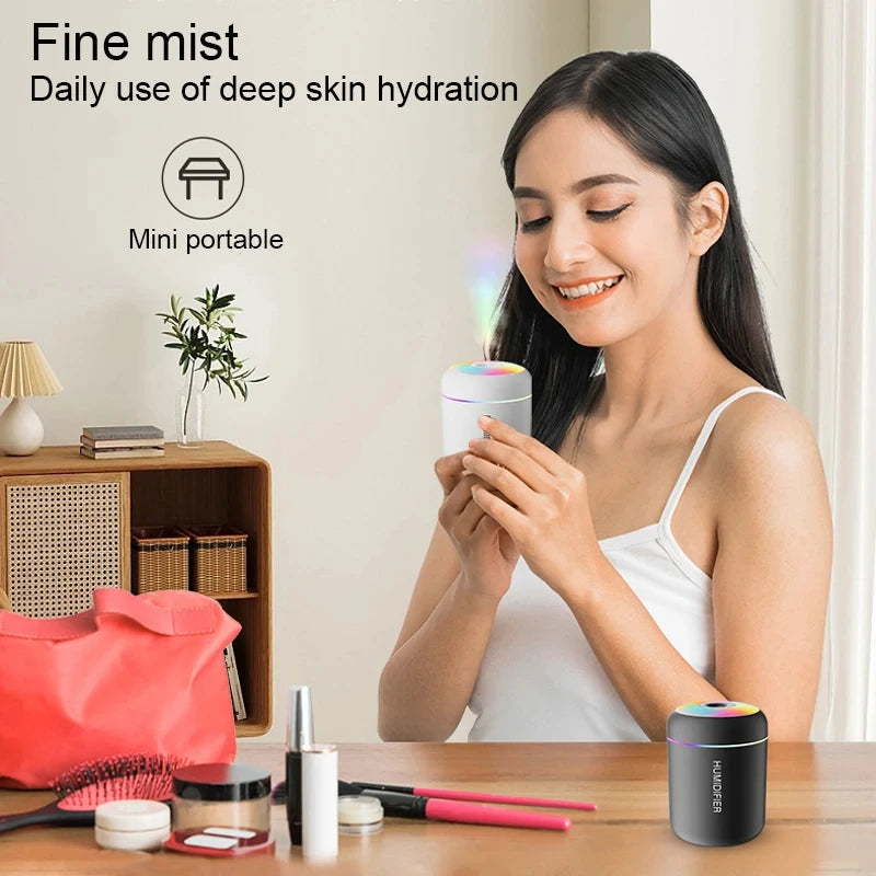 HOMEFISH Mini Air Humidifier Usb Aroma Diffuser Essential Oil Purifier Cool Mist Sprayer  Home BedroomLED Desktop humidificador