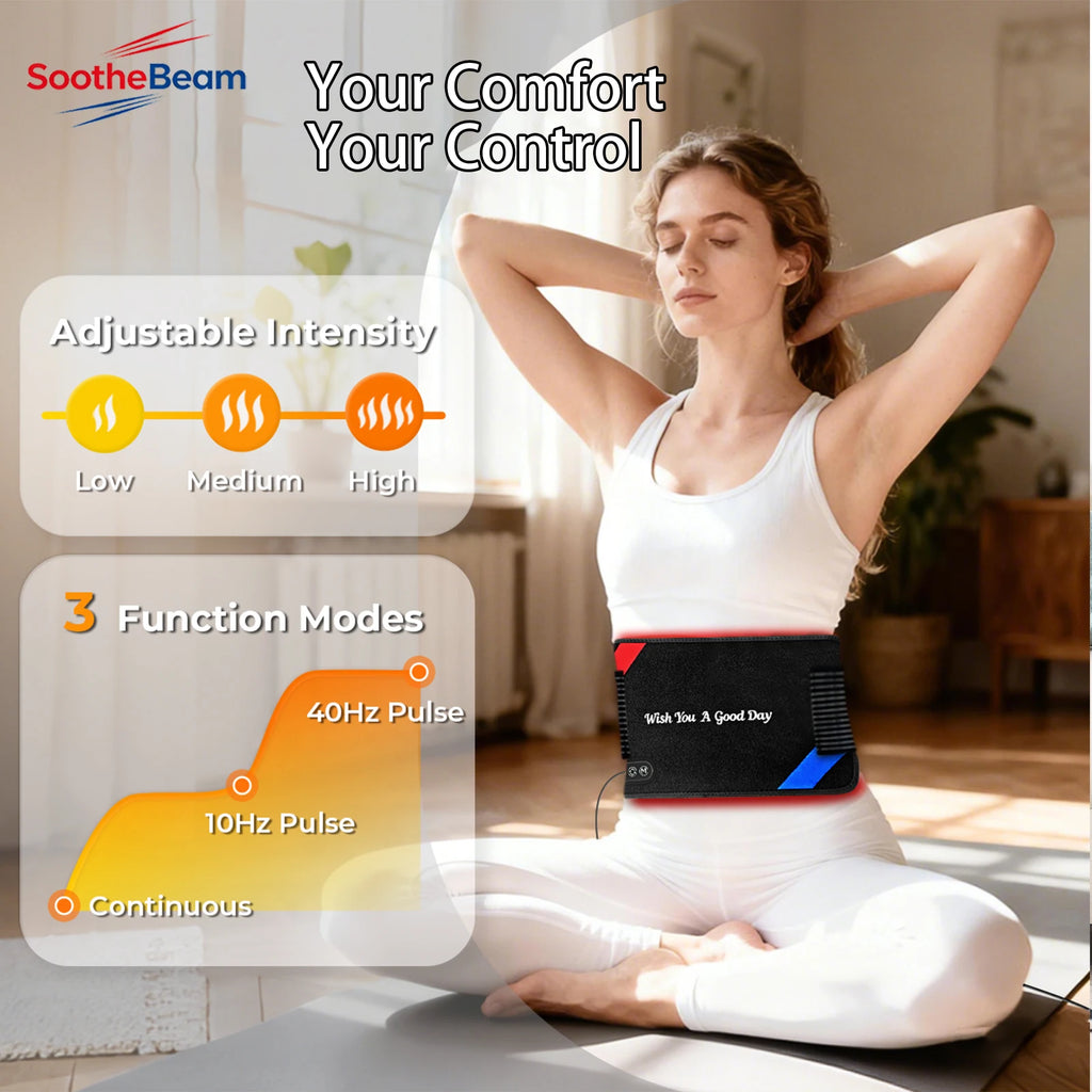 90 LED Red Light Therapy Pad 660nm 850nm Infrared Wrap with Timer 3 Levels Adjustable for Back Shoulder Waist Pain Relief Device